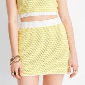 Future Collective - Alani Noelle Crochet Mini Skirt in Yellow, NWT, Size Large